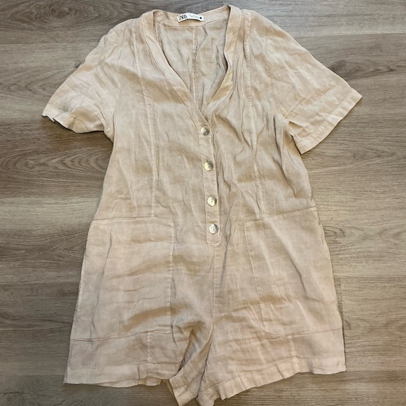 Zara Pants - Zara Cream Linen Romper - great condition!!